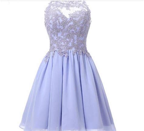 Lavender Homecoming Dress Short Chiffon Prom Dresses With Lace Applique