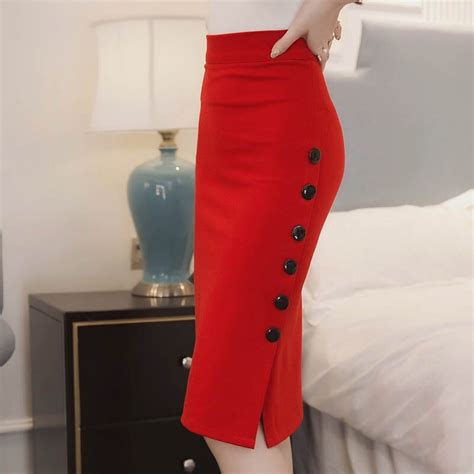 Fashion Women Office Bodycon Pencil Skirt High Waist Side Single