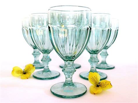 vintage libbey green glasses gibraltar duratuff water goblets set of 6 party supplies vintage