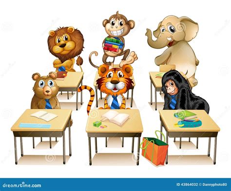 Animals In Classroom Stock Vector Illustration Of Clipart 43864032
