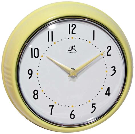 Retro Yellow Metal 9 12 Round Wall Clock W0978 Lamps Plus Wall