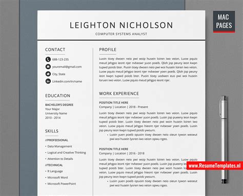 For Mac Pages Simple Cv Template Resume Template For Mac Pages
