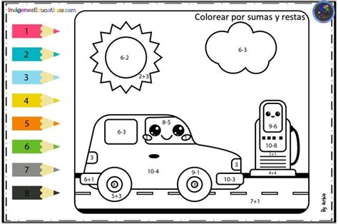 Coloreamos Por Sumas Y Restas Medios De Transporte 7 Suma Y Resta