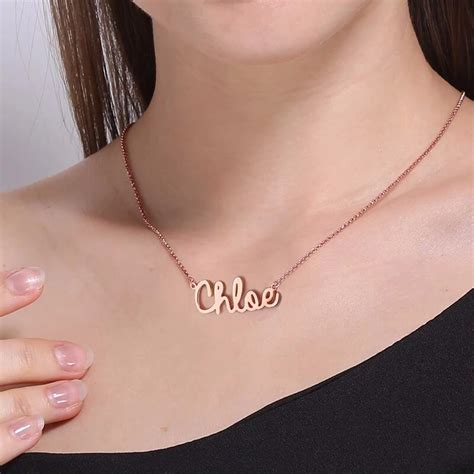 18k Gold Necklace With Name In Cursive Dainty Diamond Necklace 18k