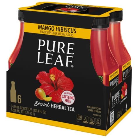 Pure Leaf Mango Hibiscus Brewed Herbal Tea 6 Bottles 169 Fl Oz