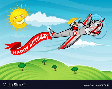 Happy Birthday Airplane Royalty Free Vector Image