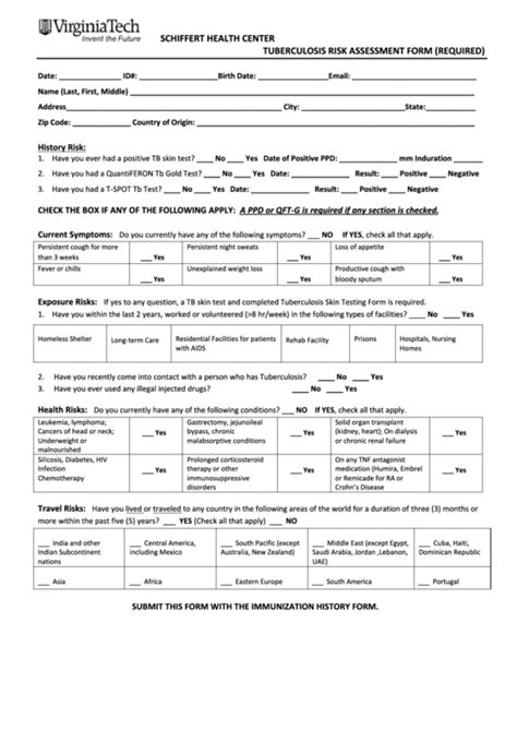 Information security and privacy questions. Fillable Schiffert Health Center - Tuberculosis Risk Assessment Form (Required) printable pdf ...