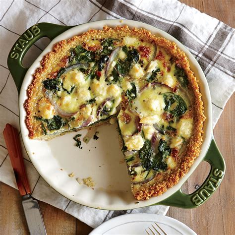There are only three absolute requirements to any pie crust: Spinach and Feta Quiche with Quinoa Crust Recipe | MyRecipes