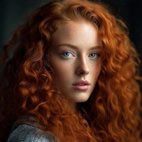 Premium Ai Image A Woman With Red Hair And A Blue Eyes