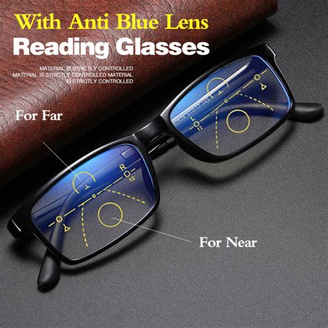 For Far Ang Near Anti Blue Men Progressive Multifocal Reading Glasses Bifocal Lenses Presbyopia