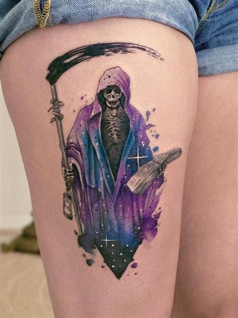 Grim Reaper Watercolor Tattoo Tattoogoto