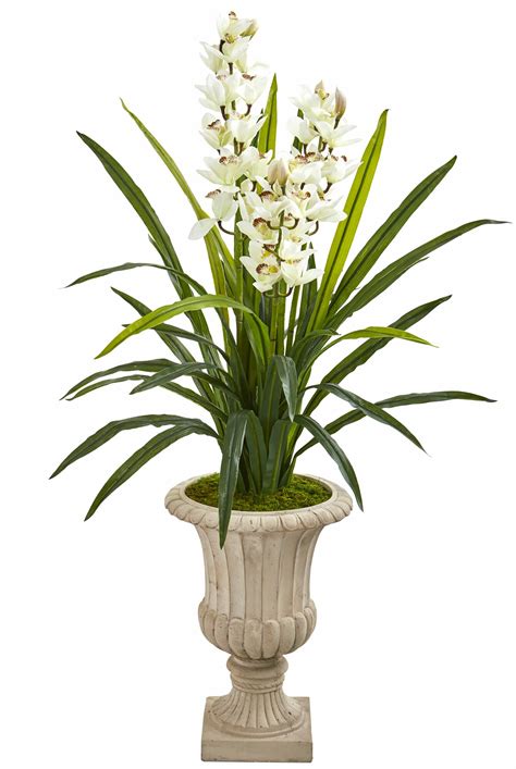 Charlton Home® Artificial Cymbidium Orchids Floral Arrangement In Vase Wayfair