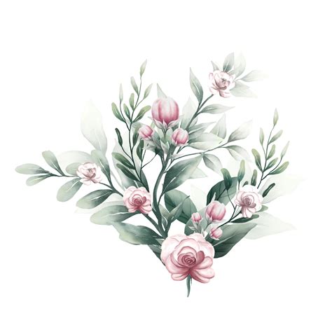 Free Bouquet Of Pink Watercolor Flowers 13855116 Png With Transparent
