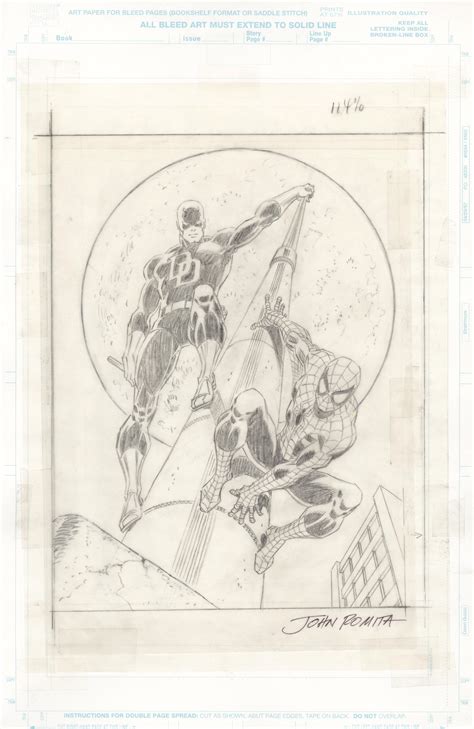 Spider Man And Daredevil Lithograph Preliminary Illustration John