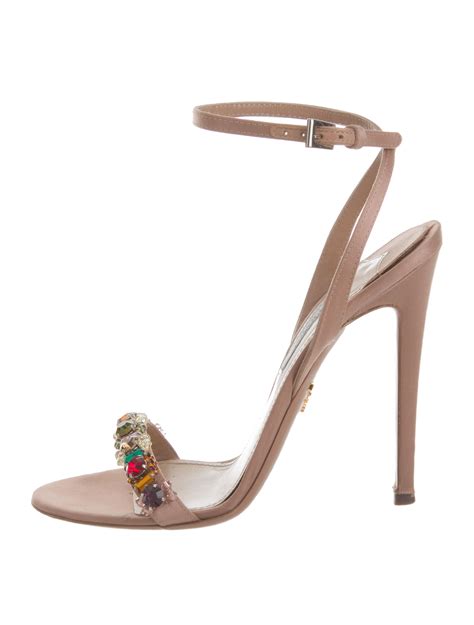 Prada Jeweled Ankle Strap Sandals Shoes Pra112032 The Realreal