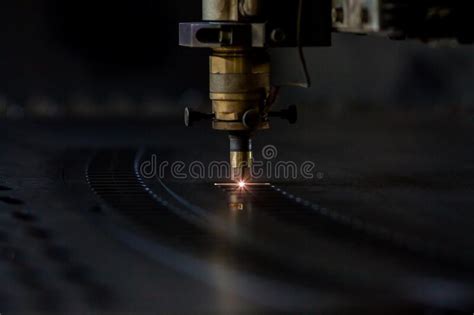 Process Of Industrial Laser Cutting Of Sheet Metal Stock Image Image