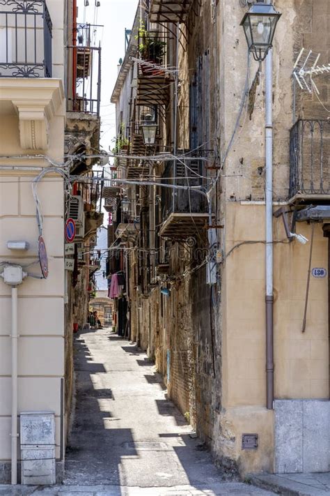 Typical Italian Street And Buildings In The Old Town Of Palermo Sicily