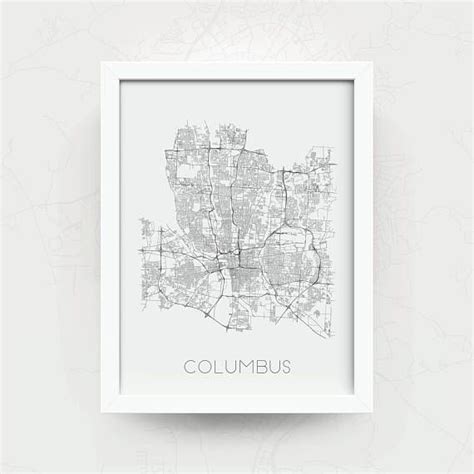 Columbus Ohio Map Print Columbus Artwork Black White