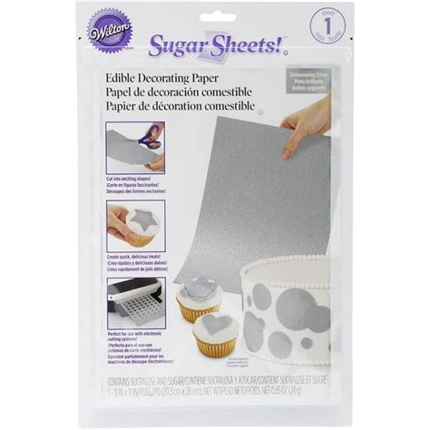 Wilton Silver Sugar Sheets Edible Decorating Paper 085 Oz Cake