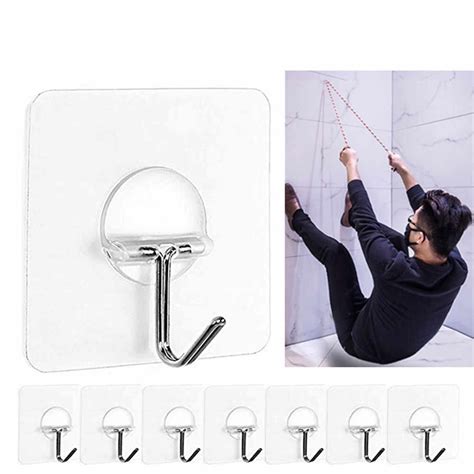 Packs Adhesive Hooks Heavy Duty Wall Hangers Without Nails 11 Pounds