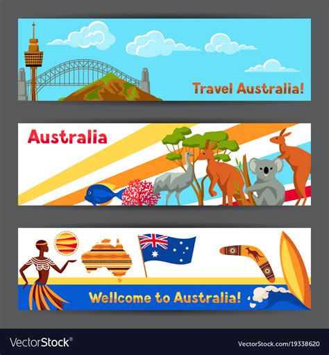 Australia Banners Design Australian Traditional Vector Image