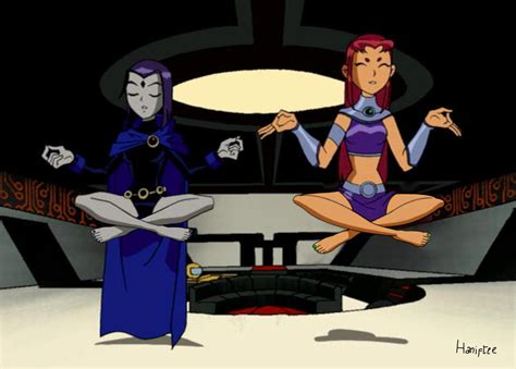 Raven And Starfire Barefoot By Haniftee On Deviantart