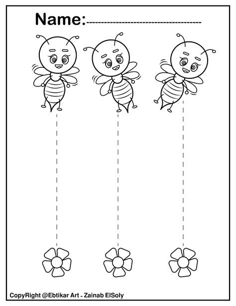 Here is number 2 worksheet for kindergarten, toddlers, and preschool. Set of Fine Motor Tracing Bee Activity