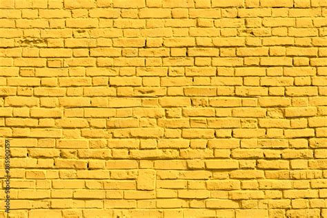 Yellow Brick Wall Copy Space Brick Texture Background Stock Photo