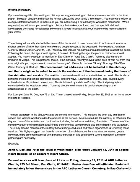 25+ Obituary Templates and Samples - Template Lab