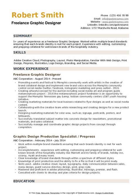 Entry level graphic designer resume format. Freelance Graphic Designer Resume Samples | QwikResume