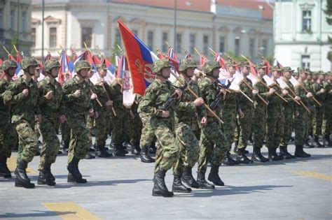 Soldiers Practice For Military Parade For V Day In Zrenjanin Serbia