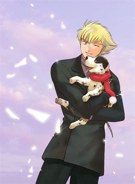 A Man With Blonde Hair Holding A Dog In His Lap And Wearing A Red Scarf