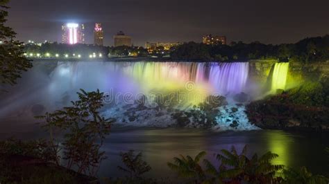 Illuminated Niagara Falls American Stock Image Image Of Illuminated