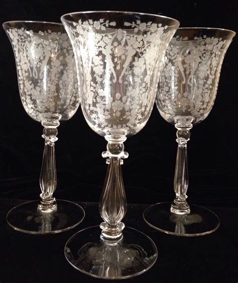 Rare Cambridge Diane Etched Stemware Three Crystal Glasses Exc Cond See Stems Crystal