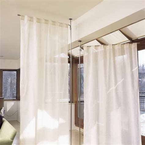 Interesting Floor To Ceiling Tension Rod Room Divider With Practical Curtain Room Dividers