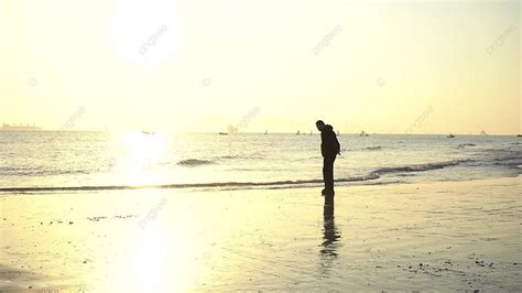 Beach Sunset Summer Vector Design Images Man Walk With Sunset In The