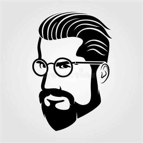 Bearded Men Hipster Face Fashion Silhouette Emblem Icon Label Stock Vector Illustration