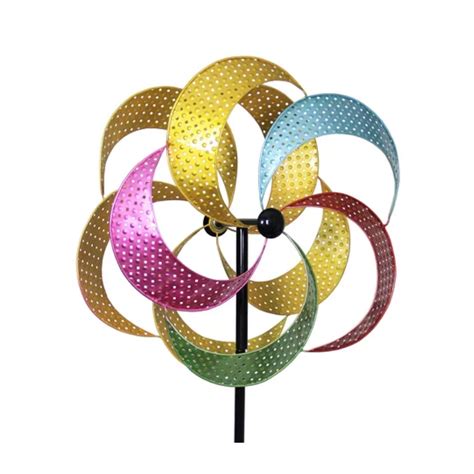 Home And Garden Multi Colored Kinetic Pinwheel Metal Yard Decor Spinning