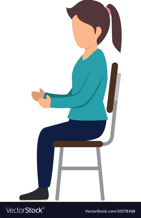 Woman Sitting On Chair Royalty Free Vector Image