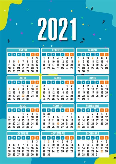 Calendarios 2021 Para Editar En Ilustrator 【plantillas Gratis