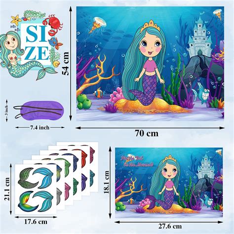 Funnlot Mermaid Party Supplies Pin The Tail On The Mermaid 24 Pcs Tail