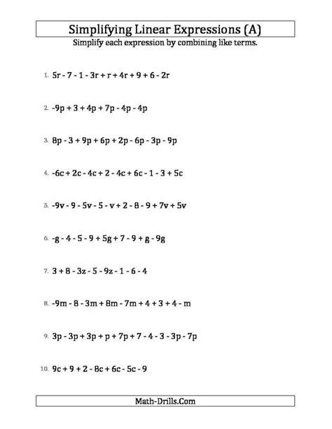 Print our tenth grade (grade 10) worksheets and activities, or administer them as online tests. Simplifying Expressions Worksheet with Answers Simplifying ...