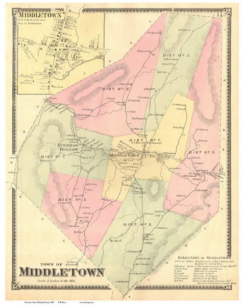 Middletown Town And Village Vermont 1869 Old Town Map Reprint