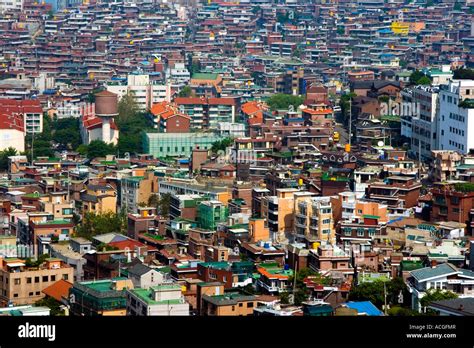 Densely Populated Lowrise Apartment Neighborhood Seoul South Korea