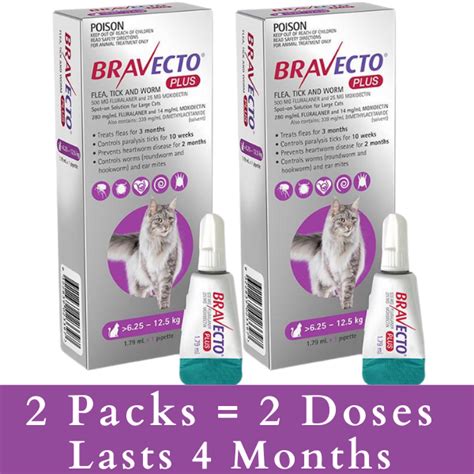 Bravecto for cats is applied topically using the new twist'n'use pipette design which means the cap doesn't need to be removed. Bravecto PLUS For Large Cats 6.25 - 12.5kg (Purple) | eBay