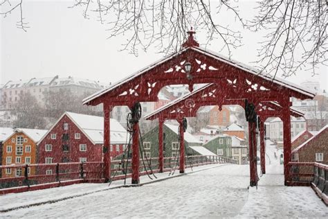 Snowfall In Trondheim Norway Stock Image Image Of Weather People