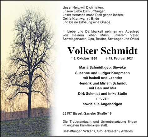 We did not find results for: Traueranzeigen von Volker Schmidt | nordwest-trauer.de