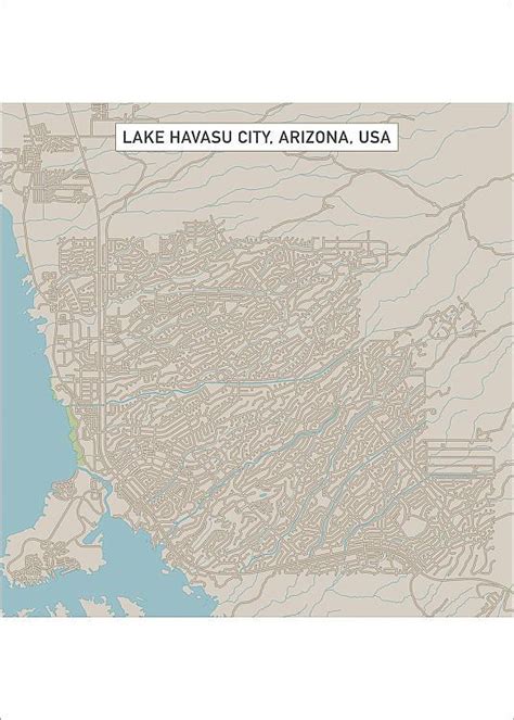 Print Of Lake Havasu City Arizona Us City Street Map Lake Havasu City