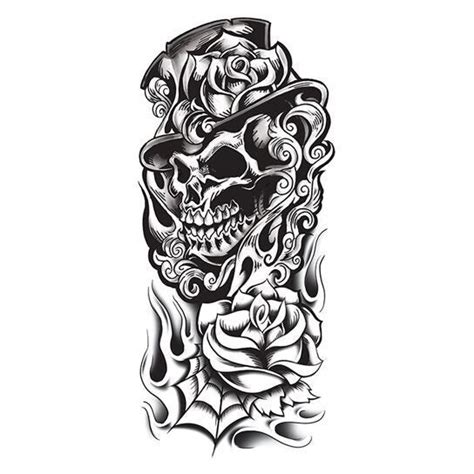 Black Grim Reaper Skull Sleeve Temporary Tattoo Design My Tattoo Full
