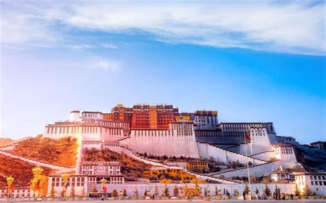 Download Wallpapers Potala Palace 4k Sunset Chinese Landmarks Tibet